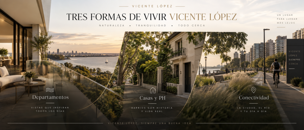 Propiedades en Vicente López: departamentos, casas, PH y vida junto al río